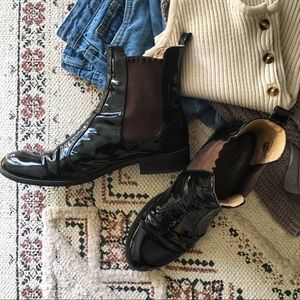 Genuine patent leather Chelsea boots